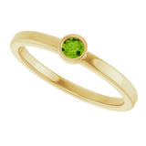 14K Gold Round Natural Peridot Bezel-Set Solitaire Ring - Yellow Gold - view 10