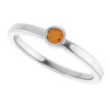14K Gold Round Natural Citrine Bezel-Set Solitaire Ring - White Gold - view 10
