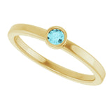 14K Gold Round Natural Blue Zircon Bezel-Set Solitaire Ring - Yellow Gold - view 10