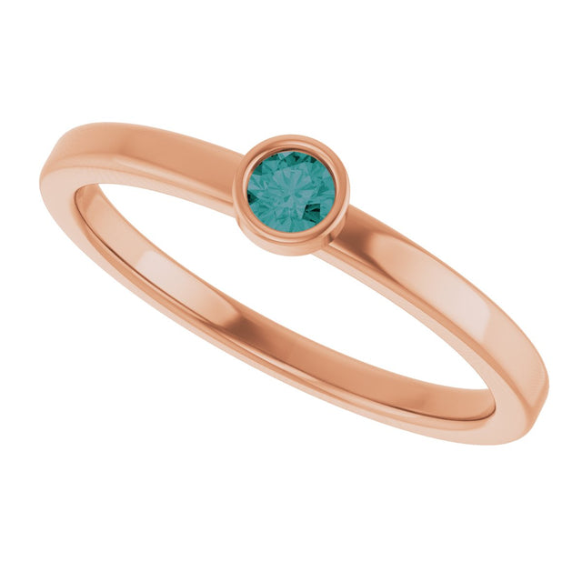 14K Gold Round Lab-Grown Alexandrite Bezel-Set Solitaire Ring - Rose Gold - view 10