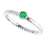 Platinum Round Natural Emerald Bezel-Set Solitaire Ring - view 10