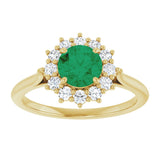 14K Gold Emerald Lab-Grown Emerald & Lab-Grown Diamond Halo-Style Ring - Yellow Gold - view 3