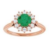 14K Gold Emerald Lab-Grown Emerald & Lab-Grown Diamond Halo-Style Ring - Rose Gold - view 3