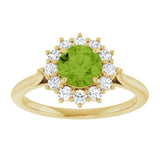 10K Gold Emerald Natural Peridot & Lab-Grown Diamond Halo-Style Ring - Yellow Gold - view 3
