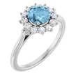 10K Gold Emerald Natural Sky Blue Topaz & Lab-Grown Diamond Halo-Style Ring - White Gold