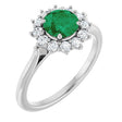 10K Gold Emerald Lab-Grown Emerald & Lab-Grown Diamond Halo-Style Ring - White Gold
