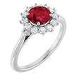 10K Gold Emerald Lab-Grown Ruby & Lab-Grown Diamond Halo-Style Ring - White Gold