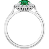 14K Gold Emerald Lab-Grown Emerald & Lab-Grown Diamond Halo-Style Ring - White Gold - view 2