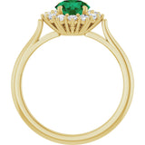 14K Gold Emerald Lab-Grown Emerald & Lab-Grown Diamond Halo-Style Ring - Yellow Gold - view 2