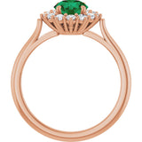 14K Gold Emerald Lab-Grown Emerald & Lab-Grown Diamond Halo-Style Ring - Rose Gold - view 2