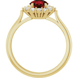 10K Gold Emerald Natural Mozambique Garnet & Lab-Grown Diamond Halo-Style Ring - Yellow Gold - view 2