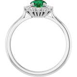 Platinum Emerald Lab-Grown Emerald & Lab-Grown Diamond Halo-Style Ring - view 2