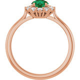 14K Gold Emerald Lab-Grown Emerald & Lab-Grown Diamond Halo-Style Ring - Rose Gold - view 2