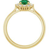14K Gold Emerald Lab-Grown Emerald & Lab-Grown Diamond Halo-Style Ring - Yellow Gold - view 2