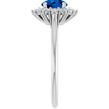 10K Gold Emerald Lab-Grown Blue Sapphire & Lab-Grown Diamond Halo-Style Ring - White Gold - view 4