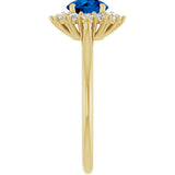 10K Gold Emerald Lab-Grown Blue Sapphire & Lab-Grown Diamond Halo-Style Ring - Yellow Gold - view 4
