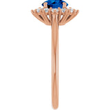 14K Gold Emerald Lab-Grown Blue Sapphire & Lab-Grown Diamond Halo-Style Ring - Rose Gold - view 4