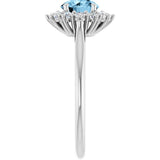 10K Gold Emerald Natural Sky Blue Topaz & Lab-Grown Diamond Halo-Style Ring - White Gold - view 4