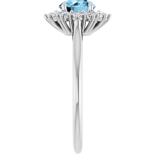 10K Gold Emerald Natural Sky Blue Topaz & Lab-Grown Diamond Halo-Style Ring - White Gold - view 4