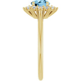 10K Gold Emerald Natural Sky Blue Topaz & Lab-Grown Diamond Halo-Style Ring - Yellow Gold - view 4