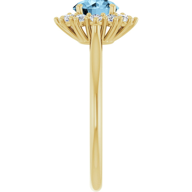 10K Gold Emerald Natural Sky Blue Topaz & Lab-Grown Diamond Halo-Style Ring - Yellow Gold - view 4