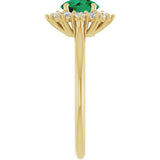 14K Gold Emerald Lab-Grown Emerald & Lab-Grown Diamond Halo-Style Ring - Yellow Gold - view 4