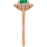 14K Gold Emerald Lab-Grown Emerald & Lab-Grown Diamond Halo-Style Ring - Rose Gold - view 4