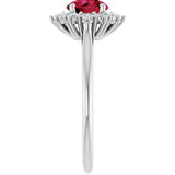 10K Gold Emerald Lab-Grown Ruby & Lab-Grown Diamond Halo-Style Ring - White Gold - view 4