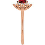 14K Gold Emerald Natural Mozambique Garnet & Lab-Grown Diamond Halo-Style Ring - Rose Gold - view 4