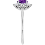 10K Gold Emerald Natural Amethyst & Lab-Grown Diamond Halo-Style Ring - White Gold - view 4