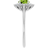 10K Gold Emerald Natural Peridot & Lab-Grown Diamond Halo-Style Ring - White Gold - view 4