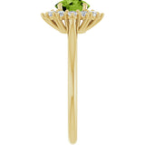 10K Gold Emerald Natural Peridot & Lab-Grown Diamond Halo-Style Ring - Yellow Gold - view 4
