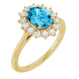 10K Gold Emerald Lab-Grown Diamond Halo-Style Ring - Yellow Gold