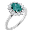 Platinum Oval Natural Diamond Halo-Style Ring