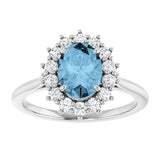 10K Gold Emerald Natural Sky Blue Topaz & Lab-Grown Diamond Halo-Style Ring - White Gold - view 3