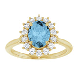 10K Gold Emerald Natural Sky Blue Topaz & Lab-Grown Diamond Halo-Style Ring - Yellow Gold - view 3