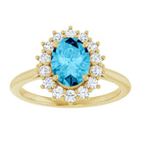 10K Gold Emerald Lab-Grown Diamond Halo-Style Ring - Yellow Gold - view 3
