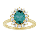 14K Gold Oval Natural Diamond Halo-Style Ring - Yellow Gold - view 3