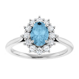 10K Gold Emerald Natural Sky Blue Topaz & Lab-Grown Diamond Halo-Style Ring - White Gold - view 3