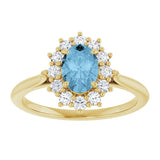 10K Gold Emerald Natural Sky Blue Topaz & Lab-Grown Diamond Halo-Style Ring - Yellow Gold - view 3