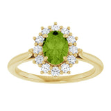 10K Gold Emerald Natural Peridot & Lab-Grown Diamond Halo-Style Ring - Yellow Gold - view 3