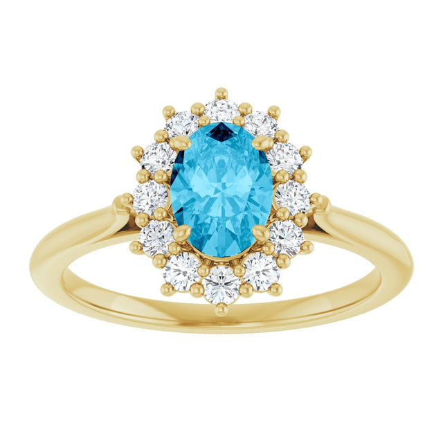 14K Gold Emerald Lab-Grown Diamond Halo-Style Ring - Yellow Gold - view 3