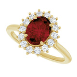 10K Gold Emerald Natural Mozambique Garnet & Lab-Grown Diamond Halo-Style Ring - Yellow Gold - view 5