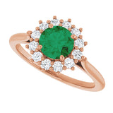14K Gold Emerald Lab-Grown Emerald & Lab-Grown Diamond Halo-Style Ring - Rose Gold - view 5