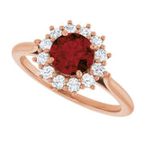 14K Gold Emerald Natural Mozambique Garnet & Lab-Grown Diamond Halo-Style Ring - Rose Gold - view 5