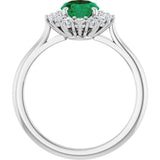 Platinum Emerald Lab-Grown Emerald & Lab-Grown Diamond Halo-Style Ring - view 2