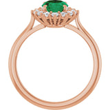 14K Gold Emerald Lab-Grown Emerald & Lab-Grown Diamond Halo-Style Ring - Rose Gold - view 2
