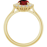 10K Gold Emerald Natural Mozambique Garnet & Lab-Grown Diamond Halo-Style Ring - Yellow Gold - view 2