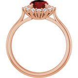 14K Gold Emerald Natural Mozambique Garnet & Lab-Grown Diamond Halo-Style Ring - Rose Gold - view 2