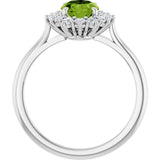 10K Gold Emerald Natural Peridot & Lab-Grown Diamond Halo-Style Ring - White Gold - view 2
